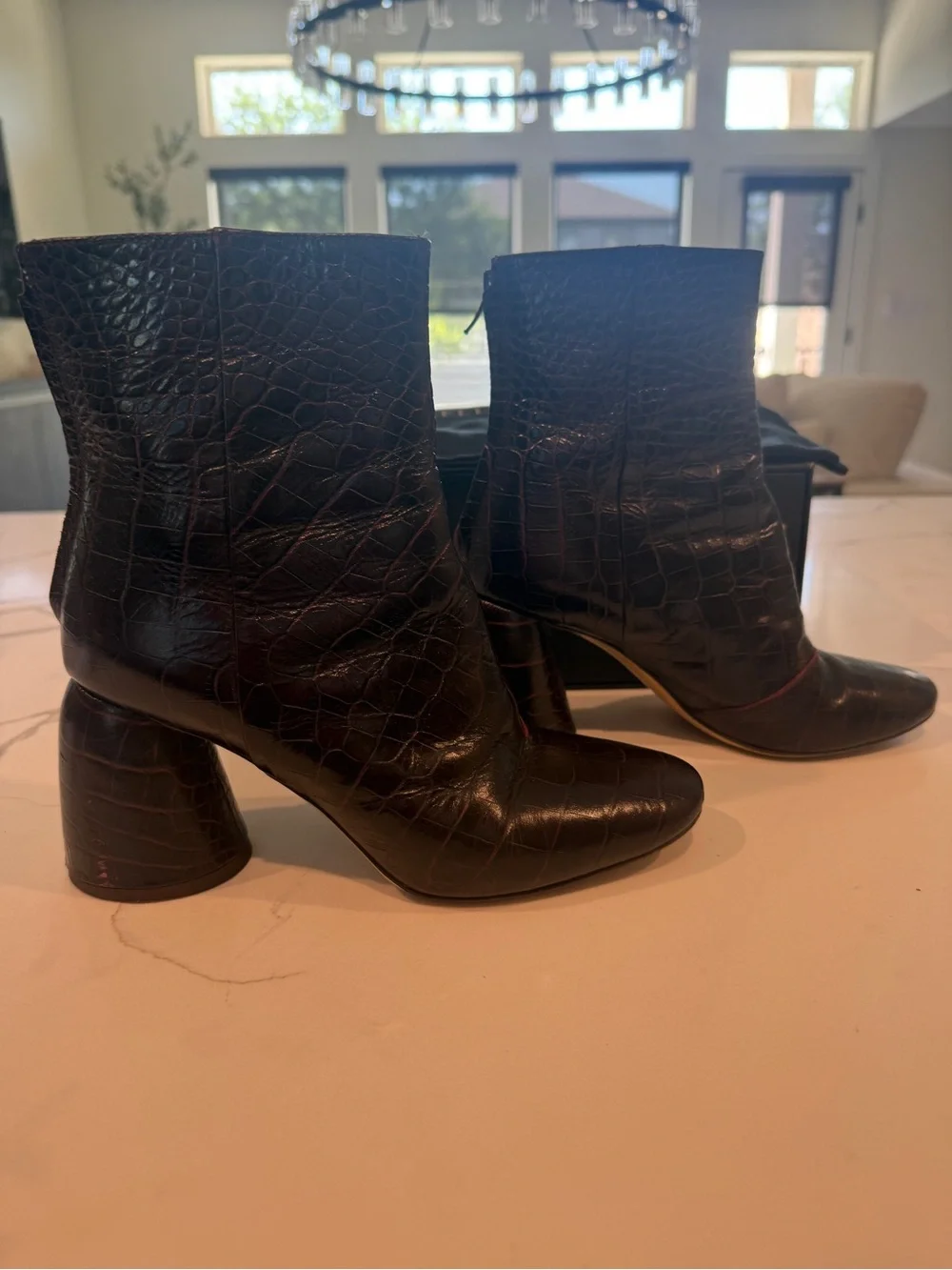 Ellery Croc Embossed Sacred Burgundy Bootie